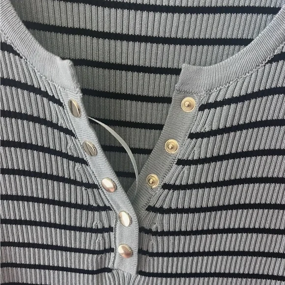 NWOT Love Tree mint stone and black striped ribbed sleeveless dress! Size Large - Picture 7 of 10